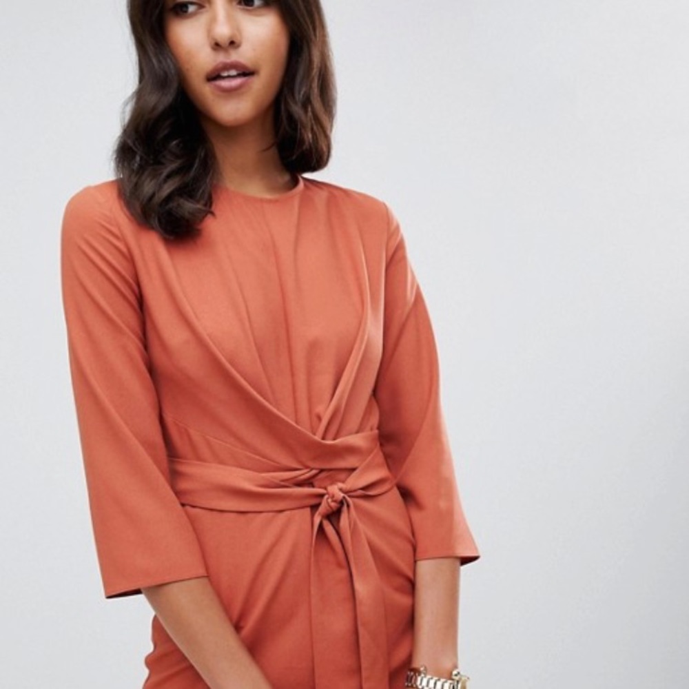 ASOS DESIGN tie wrap around mini dress - Picture 6 of 6